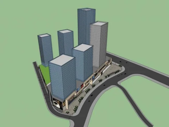 Sketchup Complex Model | Super High rise Commercial Center, Modern Style