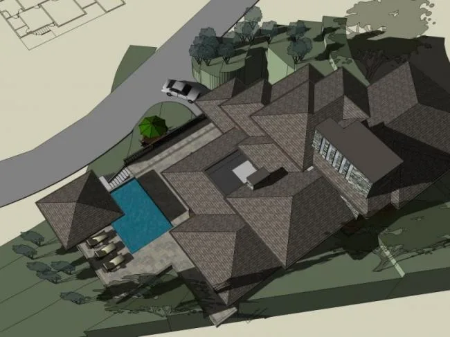 Sketchup Villa Model | Stacked Villa, Modern Style