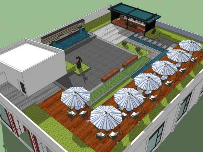 Sketchup Landscape Model | Roof Garden, Modern Style