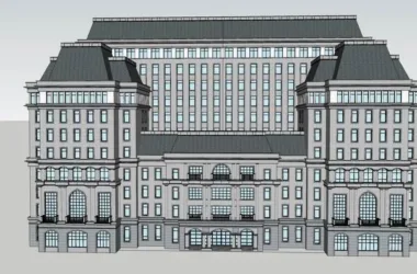 SketchUp Hotel Model | High-Rise Classical Style Hotel and Office Building-BIM WORLD