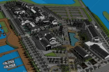 Sketchup Planning Model | Multi story Commercial Street Pedestrian Street, New Chinese Style, Pier, Architectural Planning, Waterfront-BIM WORLD