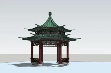 Chinese-Style Pavilion Sketch Model in SketchUp-BIM WORLD