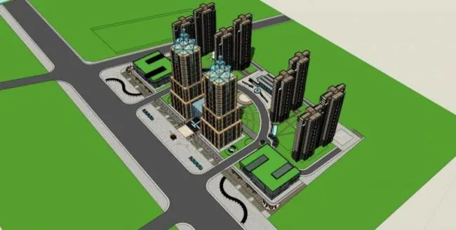 Sketchup Complex Model | Multi story Urban Complex, Modern Style