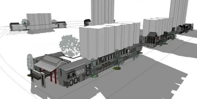 Sketchup Business Model | Multi story Commercial Street, Modern Style