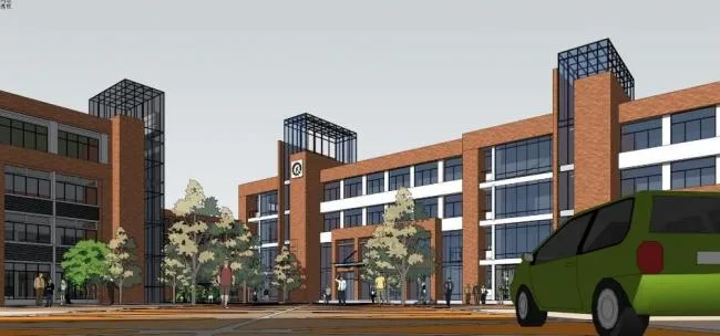 Sketchup School Model | Multi story primary and secondary schools, teaching buildings, educational buildings, modern style