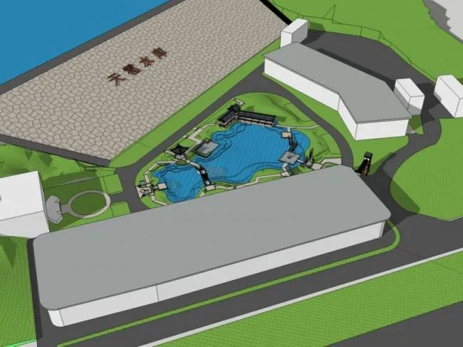 Sketchup Landscape Model | Reservoir Landscape, Waterfront Landscape, Chinese Style
