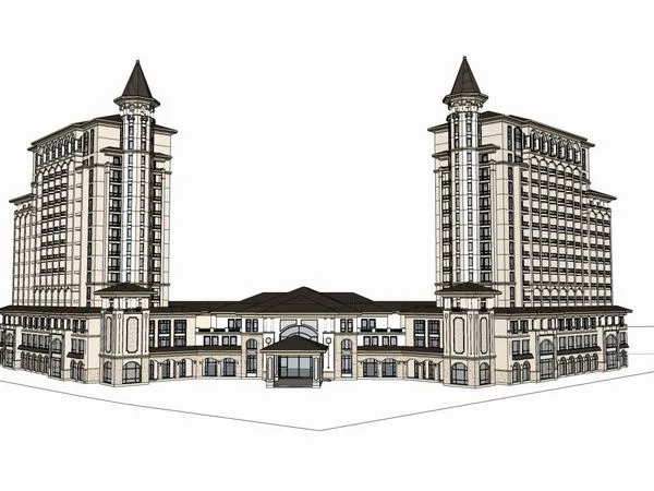 Sketchup Hotel Model | High rise Hotel, European Classical Style