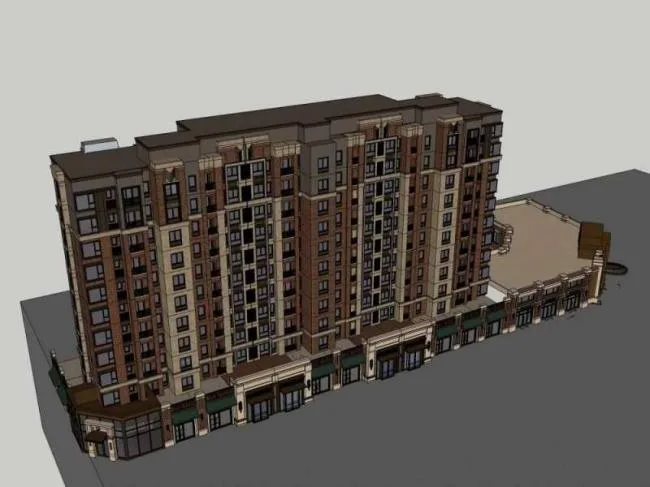 Sketchup Residential Model | High rise residential building, street side commercial, Western classical style