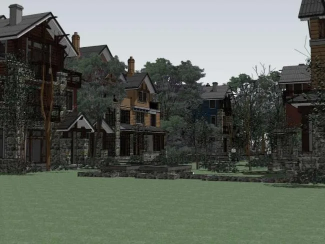 Classical Twin Villa Cluster Model in SketchUp