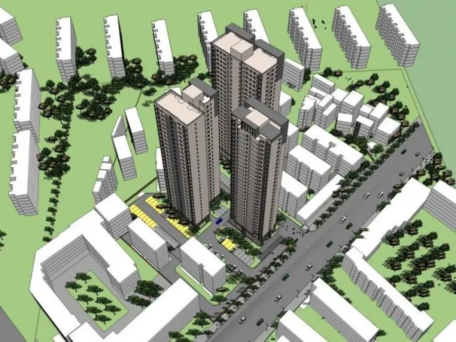 SketchUp Complex Model: Modern High-Rise Design