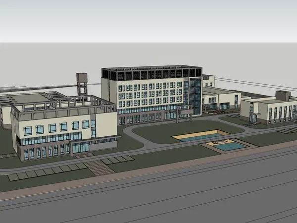 Modern Multi-Story Office Building Model in SketchUp