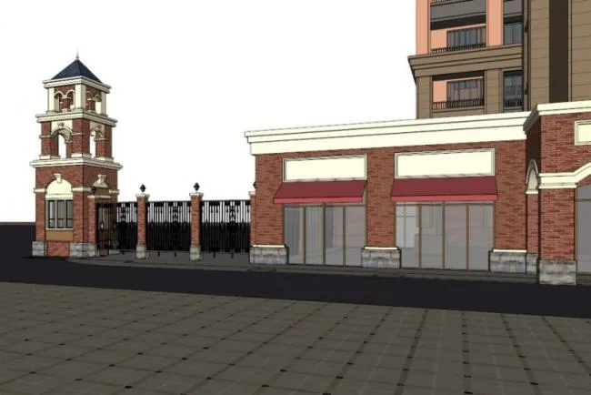 Sketchup Residential Model | High rise residential community, ground floor commercial, classical style