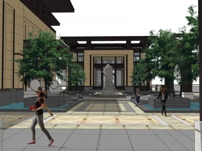 Sketchup Residential Model | Super high-rise residential, ground floor commercial, classical style