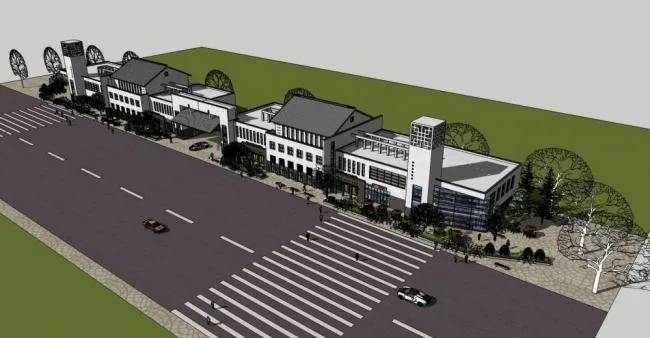 Sketchup Business Model | Multi story Commercial Street, Commercial Buildings, Chinese Style