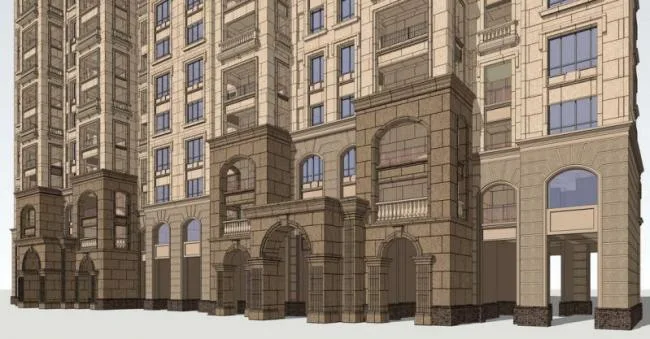 Sketchup Residential Model | High rise Residential Buildings, Residential Buildings, Classical Style, French Style