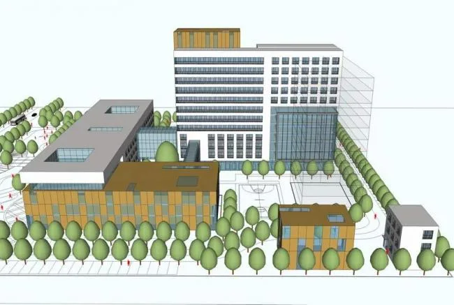 Modern Multi-Story Township Health Center Hospital Model in SketchUp