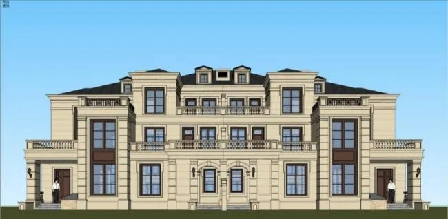Sketchup Villa Model | Twin Villa, Modern Style