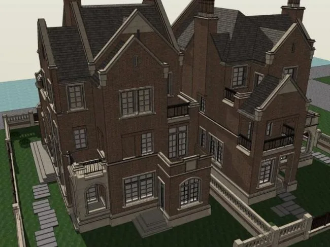 Sketchup Villa Model | Twin Villa, Classical Style
