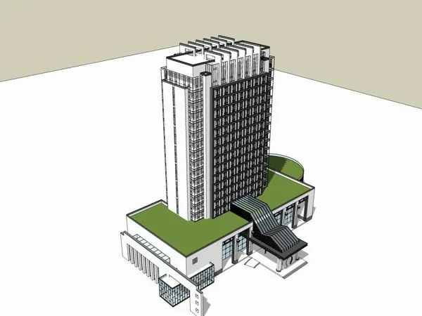 Sketchup Hotel Model | High rise Hotel, Modern Chinese Style
