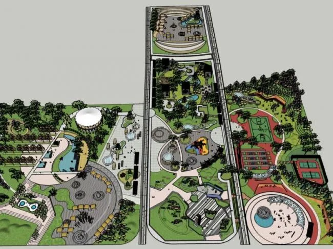 Sketchup Landscape Model | Leisure Park Landscape, Modern Style, Leisure Landscape