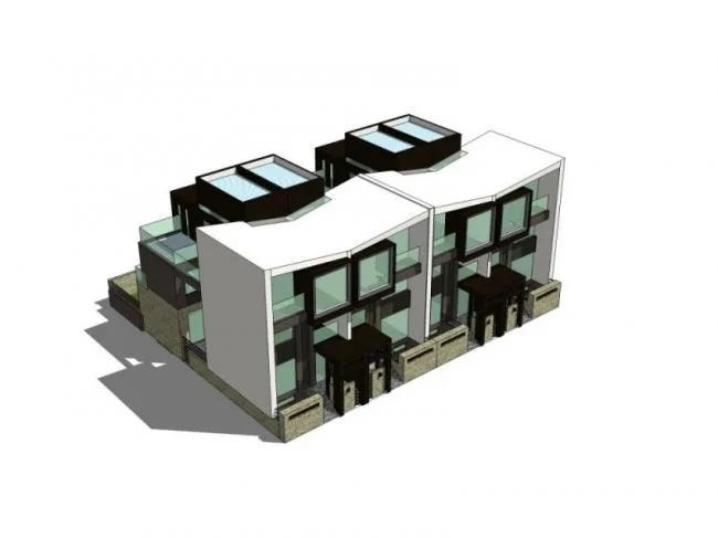Sketchup Villa Model | Twin Villa, Modern Style