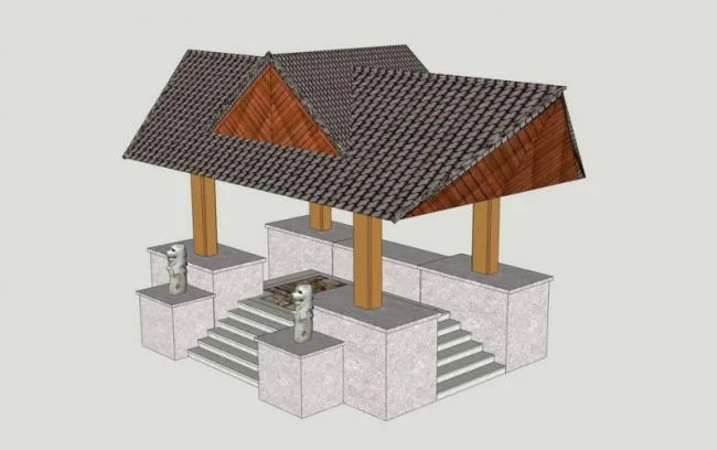 Southeast Asian Pavilion Sketch in Classical Style Using SketchUp