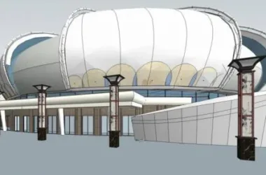 Multi-Story Lotus-Shaped Gymnasium Model in Modern Style with Sports View-BIM WORLD