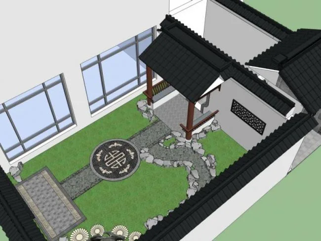Sketchup Landscape Model | Villa Landscape, Courtyard Landscape, Chinese Style