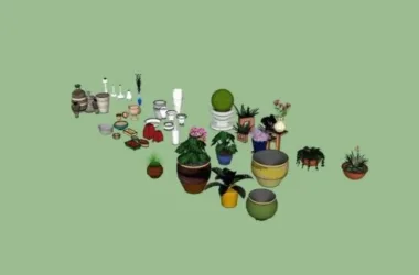 SketchUp Material Models: Pottery Pots, Flower Bowls, Plants, and Material Components-BIM WORLD