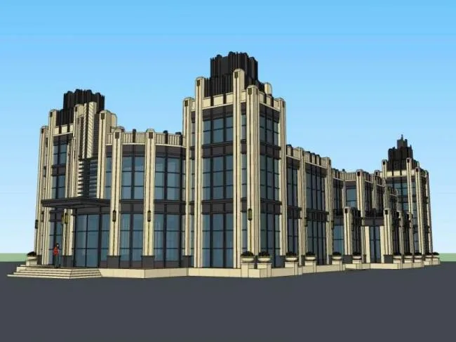 Sketchup Business Model | Multi story Commercial Club, Classical Style