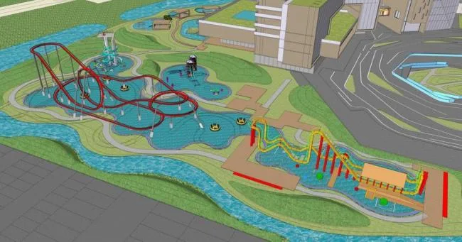 Sketchup Business Model | Tourist Service Center, Amusement Park, Business Center, Modern Style