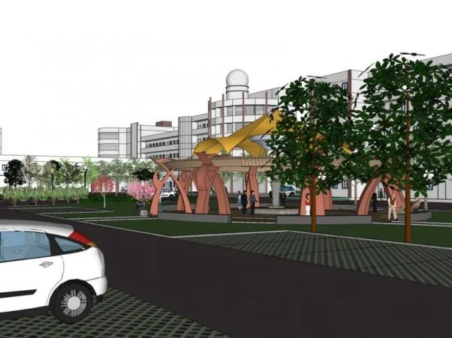 Sketchup Landscape Model | Campus Landscape, School Landscape, Modern Style