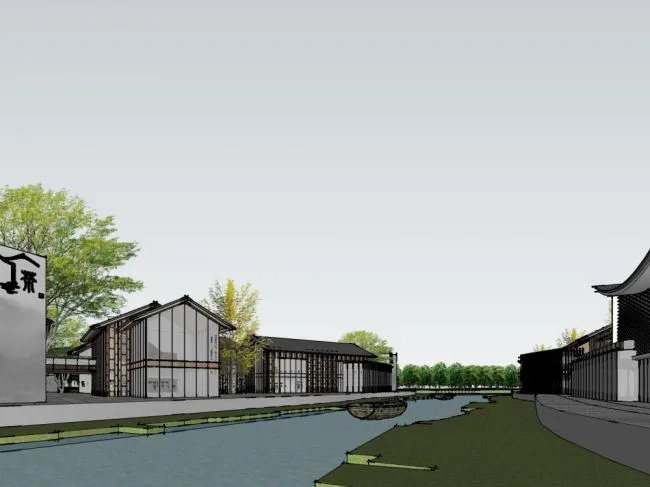 Sketchup Business Model | Multi story Sales Office, Commercial Building, New Chinese Style