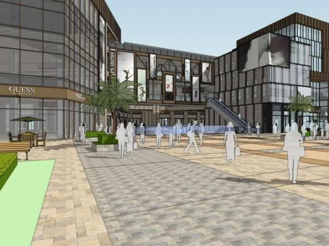 Sketchup Business Model | Multi story Commercial Street, Modern Style