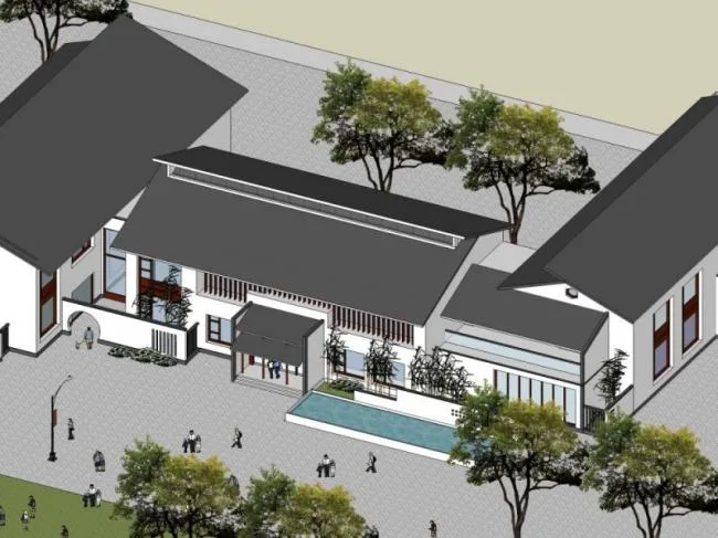 Sketchup Business Model | Low Level Clubhouse, Chinese Style