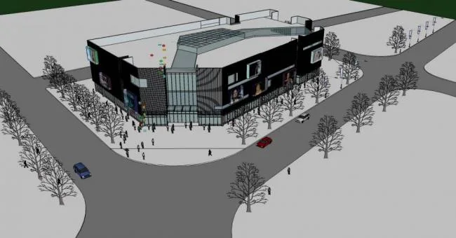 Sketchup Business Model | Multi story shopping mall, modern style, commercial building