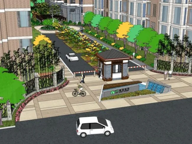 Sketchup Landscape Model | Community Landscape, Residential Landscape, Modern Style
