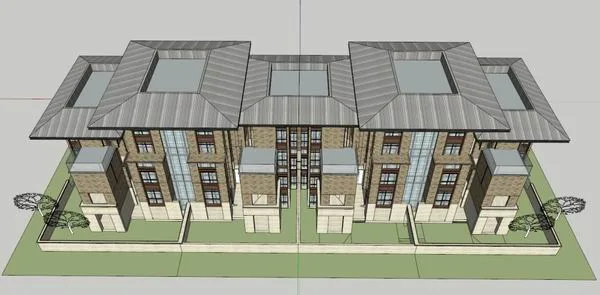 Sketchup Residential Model | High rise residential building, garden villa, classical style