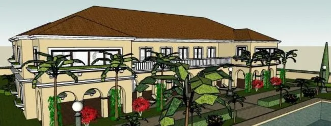 Sketchup Hotel Model | Garden Hotel, Classical Style