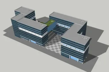Modern Multi-Story Office Building Model in SketchUp-BIM WORLD
