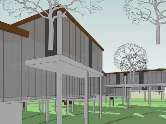 Sketchup Business Model | Low Level Clubhouse, Modern Style