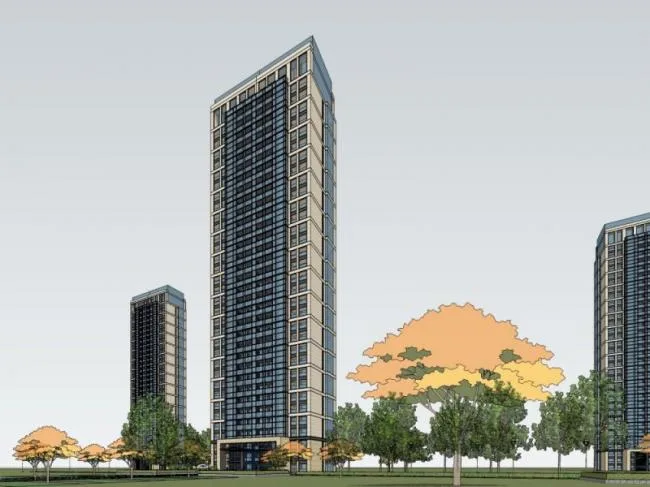 Sketchup Residential Model | Super high-rise residential building, modern style