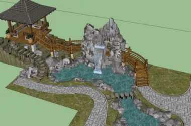 SketchUp Landscape Model: Chinese Garden Design in Traditional Style-BIM WORLD