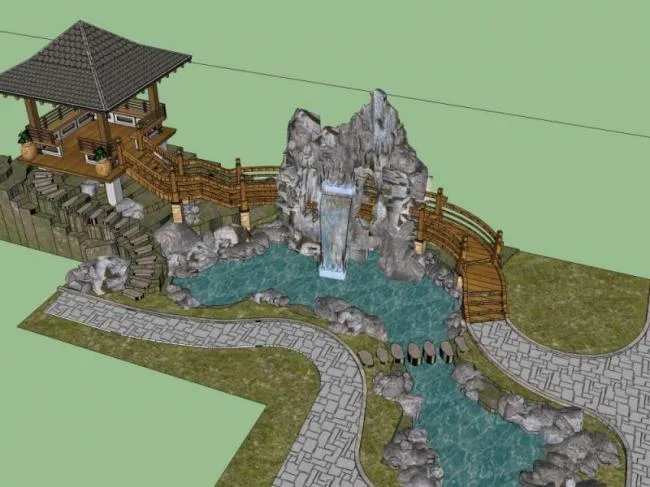 SketchUp Landscape Model: Chinese Garden Design in Traditional Style