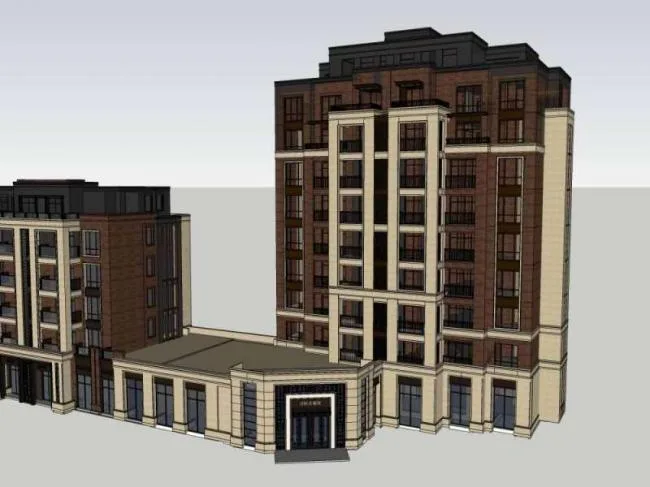 Sketchup Residential Model | Multi story Residential, Street Side Commercial, Western Classical Style