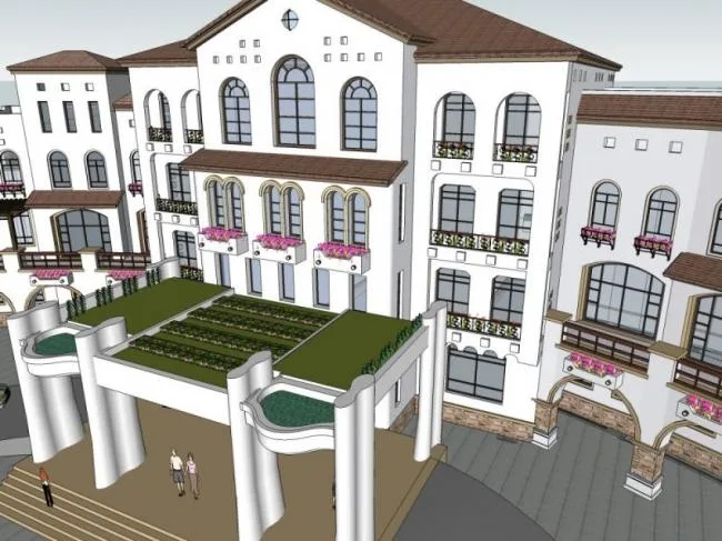 Sketchup Business Model | Multi story Clubhouse, Spanish Style