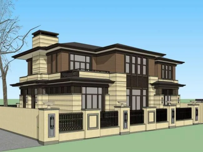 Sketchup Villa Model | Single Family Villa, Classical Style