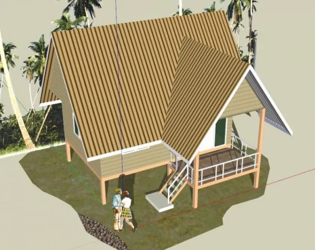 Sketchup Villa Model | Seaside Suspended House Villa, Modern Style