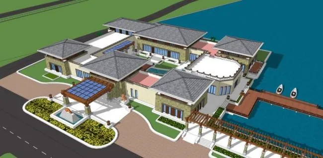 Sketchup Business Model | Low Level Clubhouse, Classical Style
