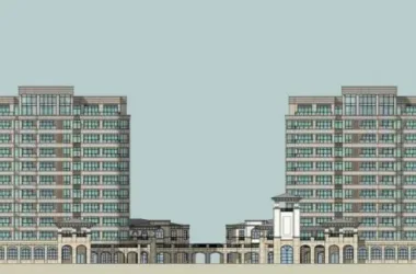 SketchUp Model of a Neoclassical High-Rise Residential Community with Street-Level Commercial Spaces-BIM WORLD
